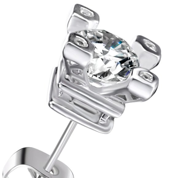 2-CTW Fancy 4 Prong Stud Earrings Made with Swarovski Crystals - Picture 3 of 5